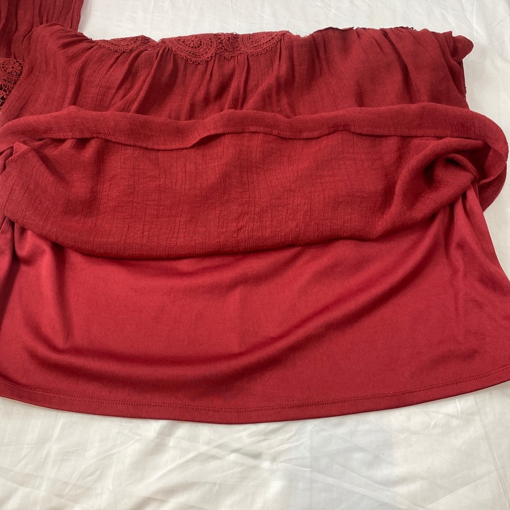 Indigo Rose Women's Dress Boho Burgundy Festival Lace Ruffles Lined Size 2x - Picture 12 of 14
